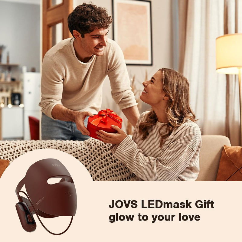JOVS Máscara de terapia de luz roja 3D para cara, 328 LED, cobertura facial completa, 4 modos de luz, máscara facial inalámbrica de terapia de luz LED para el aspecto de arrugas