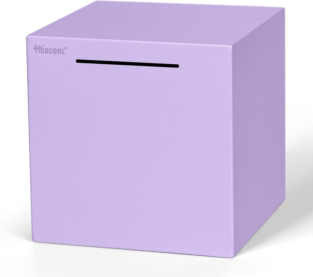 Hicocool Stainless Steel Piggy Bank for Adults Must Break Open, Purple 7.9"