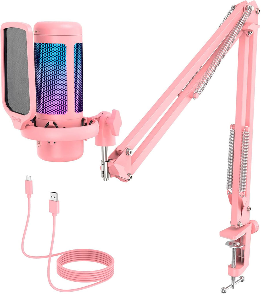 TONOR Gaming Microphone Set, Vocal Condenser Mic fop PC Gamers with RGB