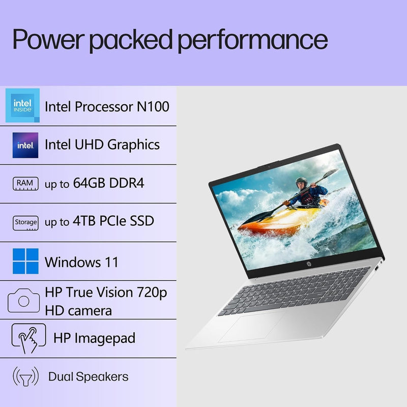 HP Essential Laptop 2026, Intel CPU, 128GB Storage, Office 365, Windows 11