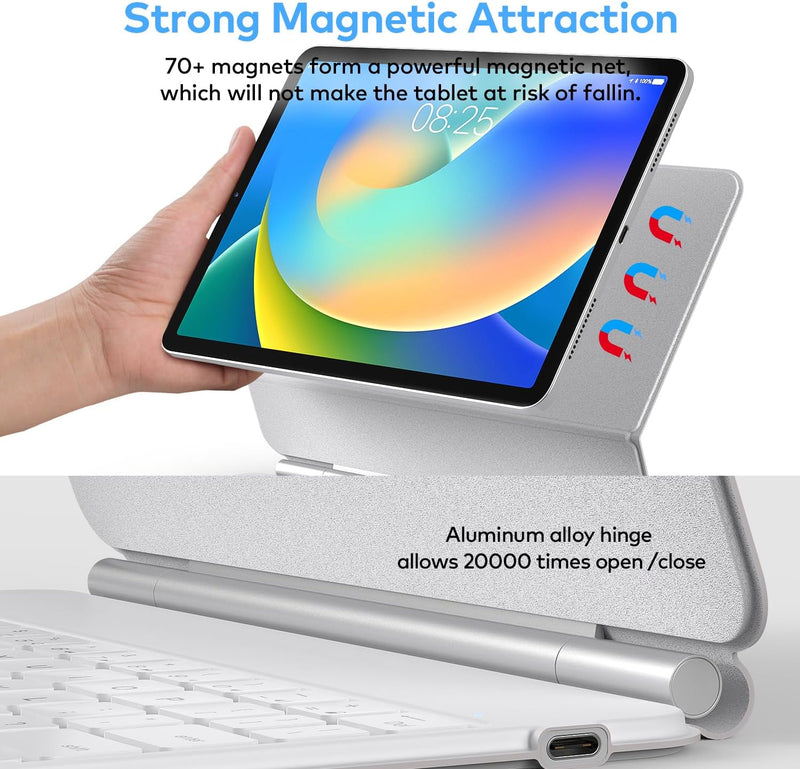 Funda con Teclado runelk para iPad 10.ª / 11.ª Gen (A16) - Blanco