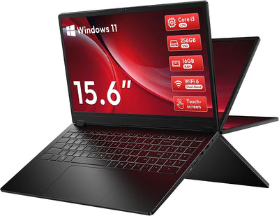 QikPulse 15.6" 2-in-1 Touchscreen Laptop with Windows 11, i3-10100Y, 16GB, 256GB SSD