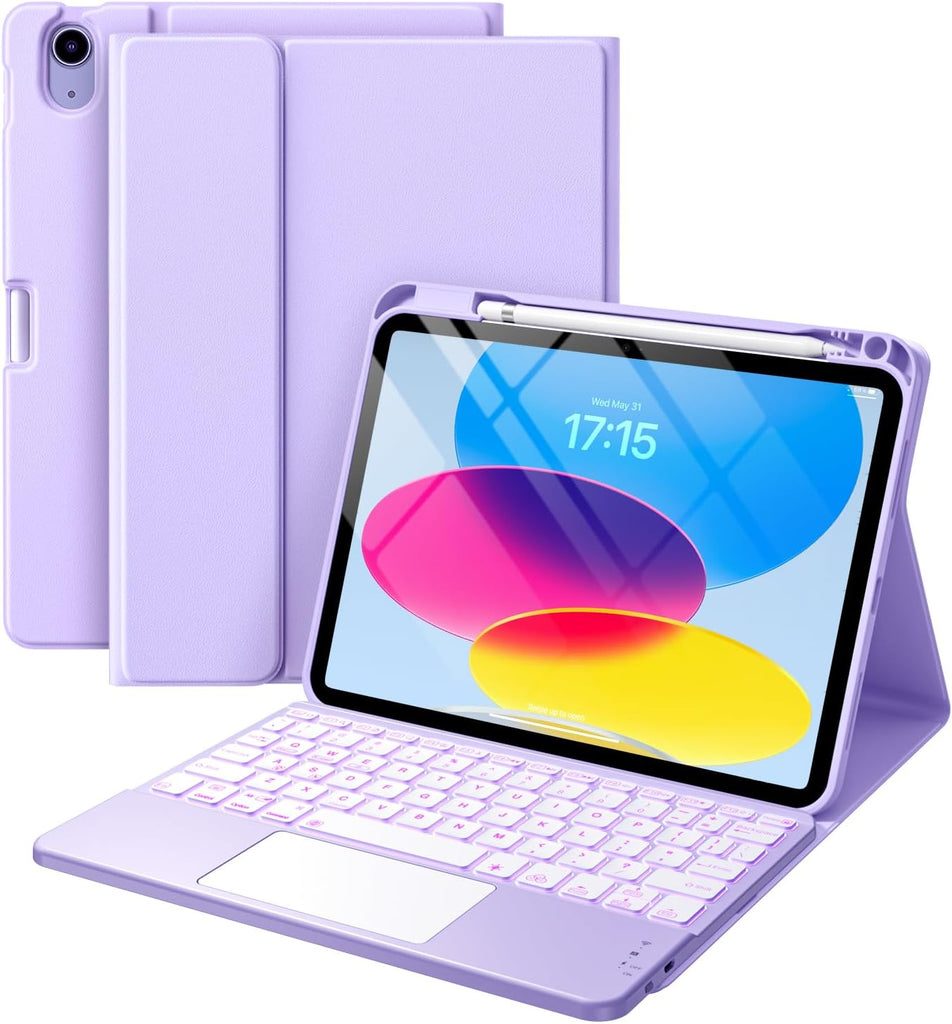 Funda con Teclado Harvopu para iPad 11" (A16) / iPad 10.ª Gen - Morado