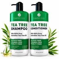 Tea Tree Shampoo and Conditioner Set – with 100% Pure Australian Tea Tree Oil - Anti Dandruff Sulfate and Paraben Free - Dry Scalp Treatment with Keratin, Vitamin B5, Collagen for Women and Men