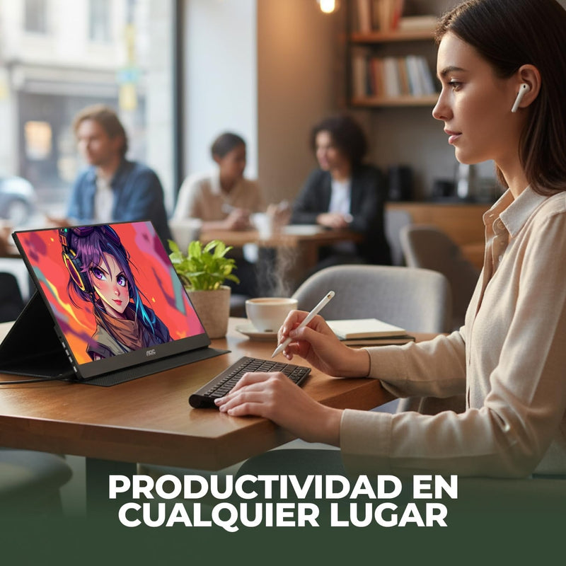 AOC 16" Portable Monitor FHD 60Hz USB-C IPS Ultra Slim Smart Cover 16T20