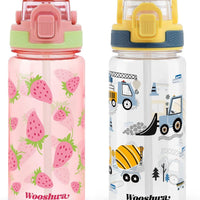 omedecal Kids 20 oz Water Bottle for School, Strawberry/Excavator