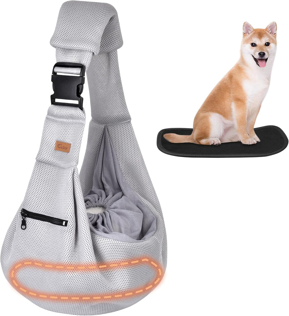 CUBY Dog and Cat Sling Carrier - Hands Free Breathable Mesh Small Dog Sling Carrier-Soft Pouch and Tote Design-Suitable