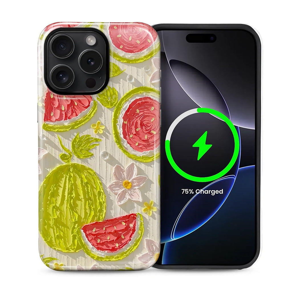 SKAMIX Magnetic Phone Case for iPhone 14 Pro Max,Compatible with MagSafe,Durable 2 Layers Full Covered Shockproof Protective Cover-Artful Aesthetic Watermelon Fruit