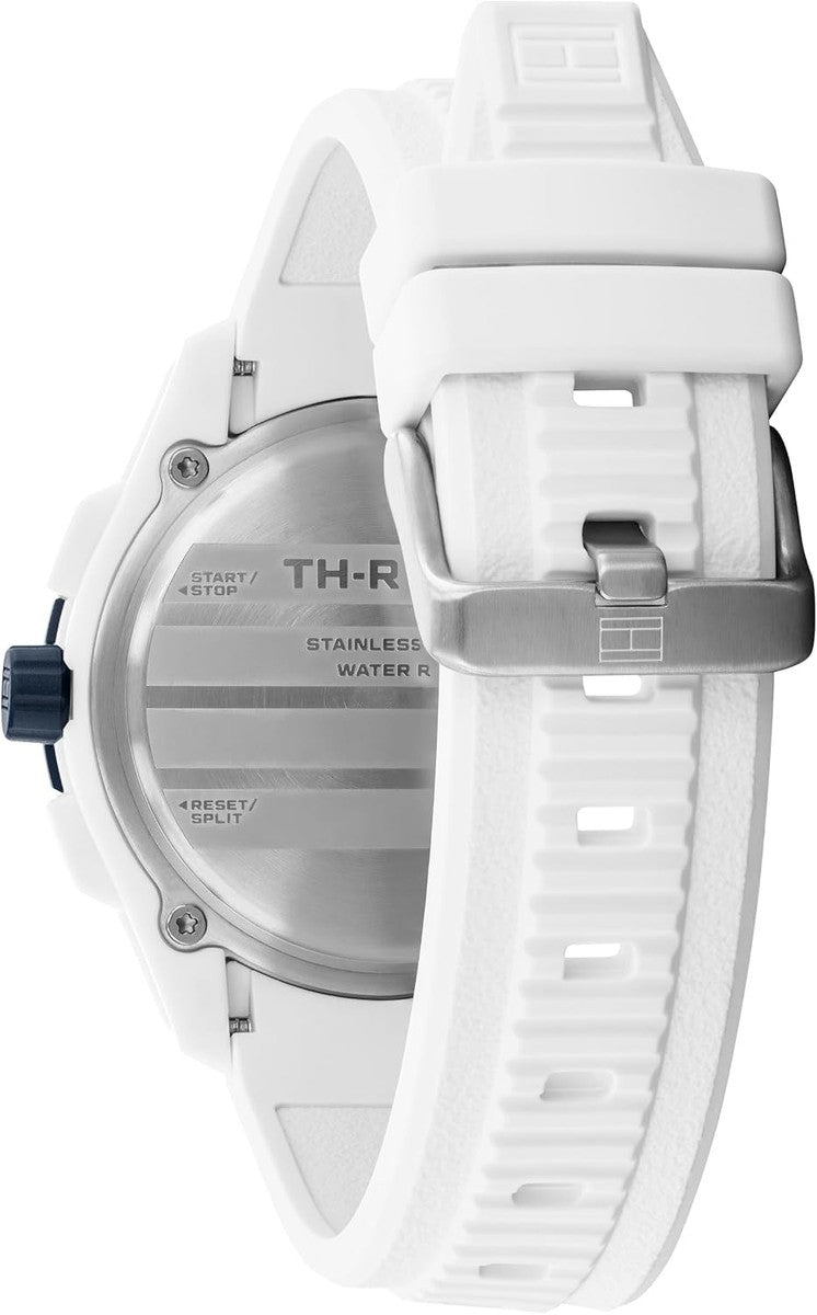 Tommy Hilfiger TH-Regatta Men's Chronograph Quartz Watch – 44mm Stainless Steel Case, Rotating Bezel, Silicone Strap, Nautical- Inspired Sport Style, Gift for Him