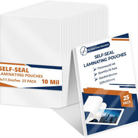 25 Pack 10 Mil 9"x12" Self Sealing Laminating Pouches Self Adhesive Lamination Pouches Clear Laminate Sheets for Office