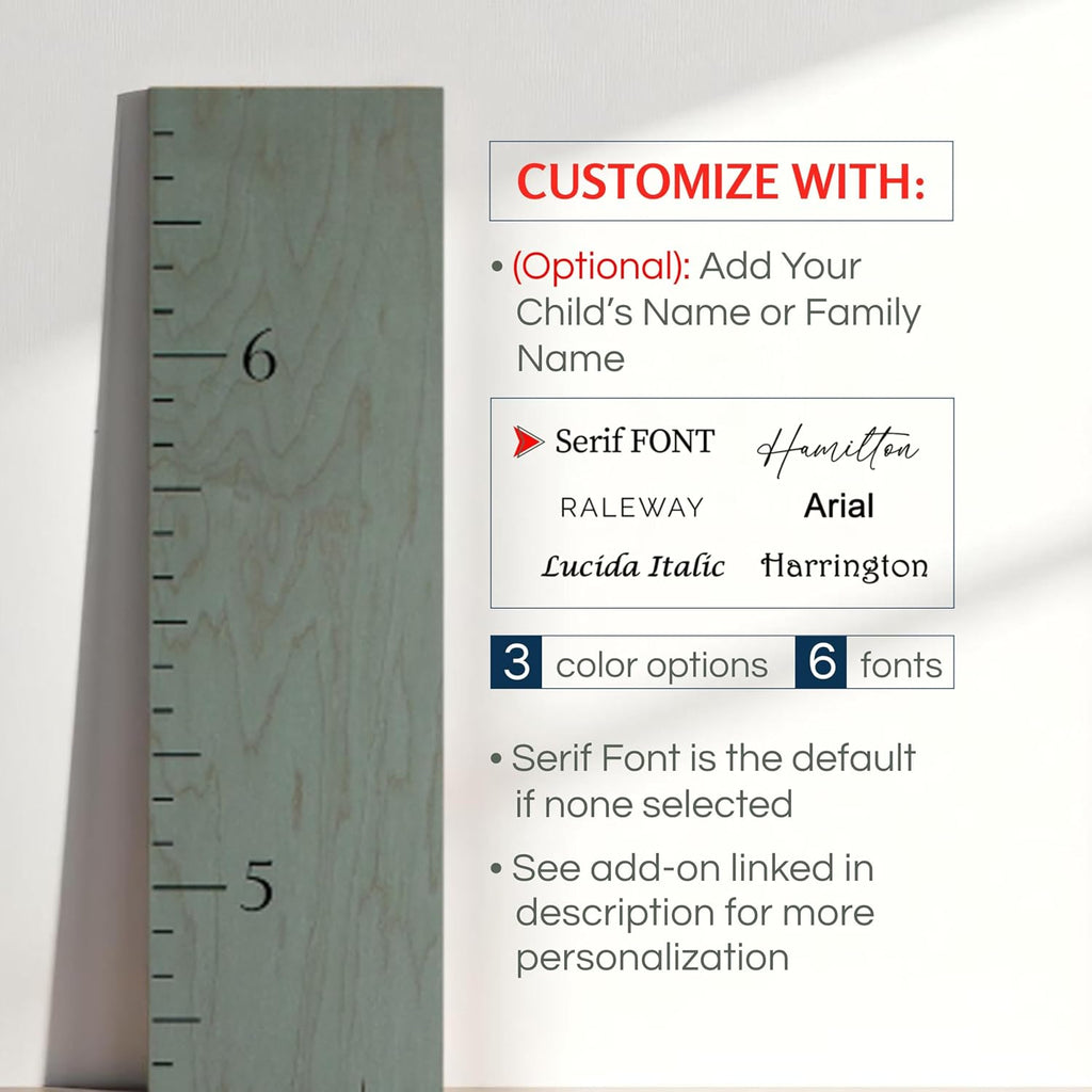 Headwaters Studio Personalized Wooden Growth Chart for Kids, Nursery Decor