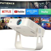 [Officially-Licensed App & Auto Focus]White Smart Mini Projector with WiFi and Bluetooth, XuanPad 4K Support Movie Projector, Portable Native 1080P Outdoor Projector with 360° Stand
