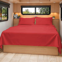 Short Queen Size 4 Piece Bed Sheet Set - RV Short Queen Sheets - Red