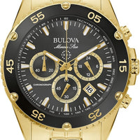 Bulova Men's Marine Star Gold Chronograph Stainless Steel Watch, Black Dial Style: 98B406