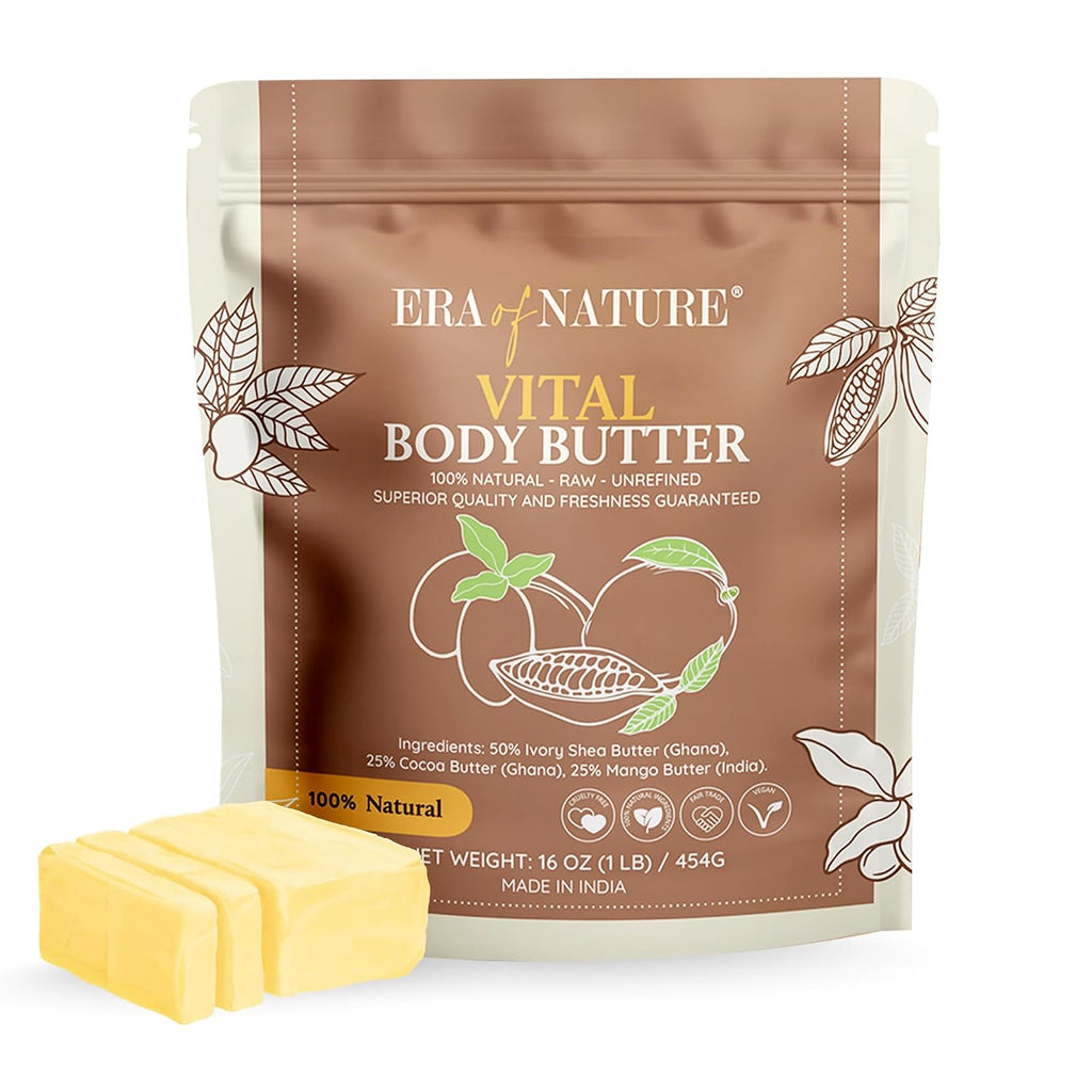 Era of Nature Organic Shea, Mango & Cocoa Body Butter – Raw, Unrefined, 100% Natural – Perfect Base for DIY Skincare, Bo