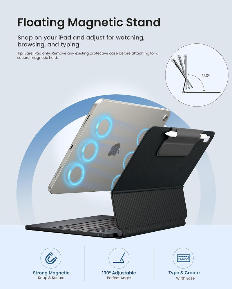 Funda con Teclado typecase Edge para iPad 11" (A16) / 10.ª Gen - Fibra de Carbono