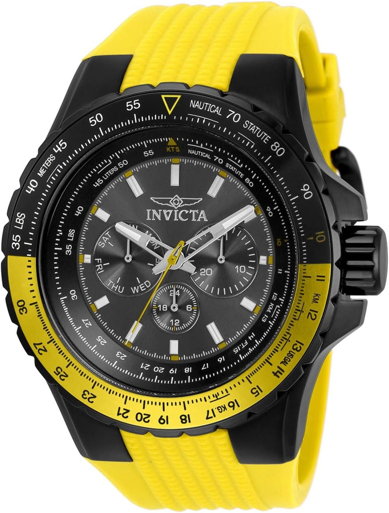 Invicta Men's Aviator 50mm Silicone Quartz Watch, Yellow (Model: 33038)