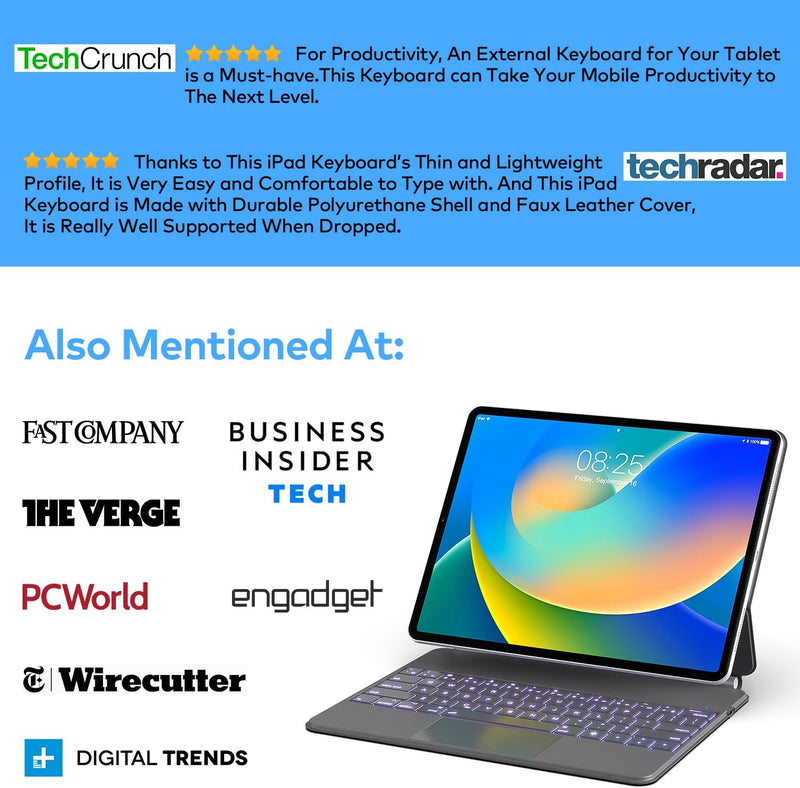 Funda con Teclado runelk para iPad Air 11" (M4/M3/M2) y Pro 11" - Gris