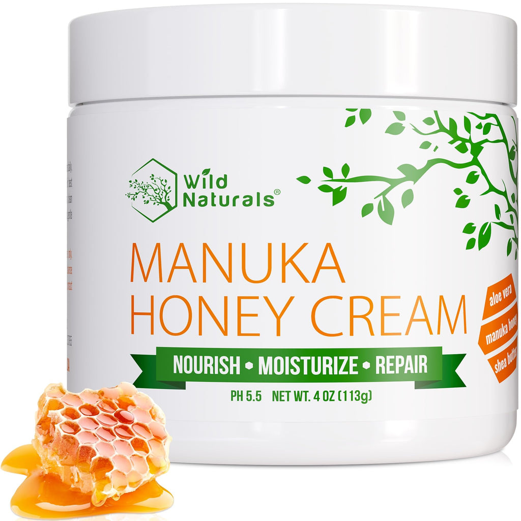 Wild Naturals Manuka Honey Moisturizer for Dry, Sensitive Skin – Eczema Relief Face Cream – Soothing Cream for Redness &