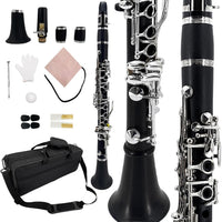 YoungMonic Ebonite Wood E Flat Clarinet with Nickel-Plated Keys for Orchestral Performance Professional Black E Clarinet