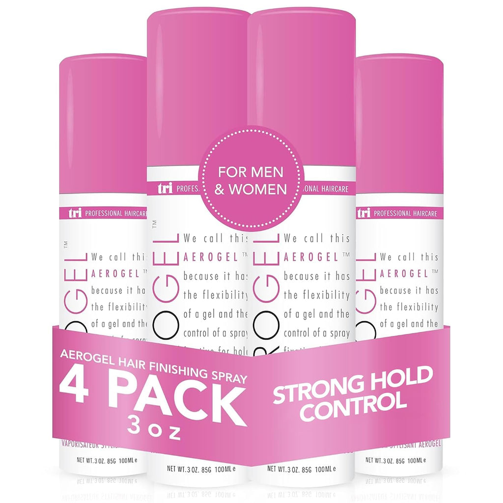TRI Design Aerogel Strong Hold Volumizing Hair Finishing Spray -3 oz, 4Pack