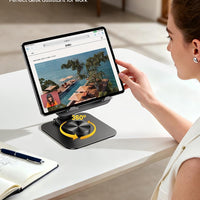 Lamicall Adjustable iPad Stand for Desk, Ultra-Slim Foldable, 360° Rotation