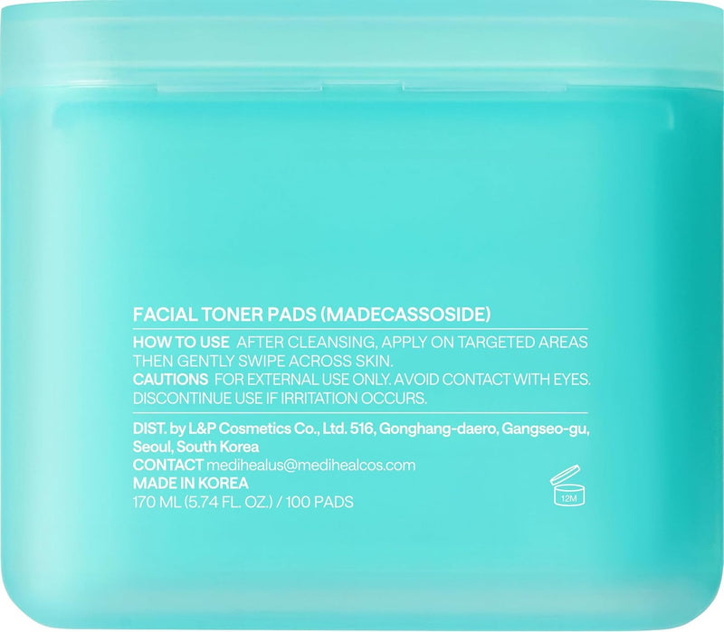 MEDIHEAL Madecassoside Blemish Pad - Almohadillas de Tóner Facial Cuadradas de Algodón con Centella Asiatica y Madecassoside – Anti Manchas para Mejorar el Tono de Piel Desigual - Almohadillas de Gasa