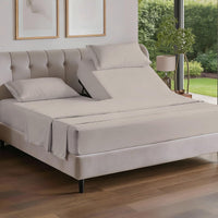 Flex Top Split Head King 4 Piece Sheet Set - Soft & Breathable - Light Grey