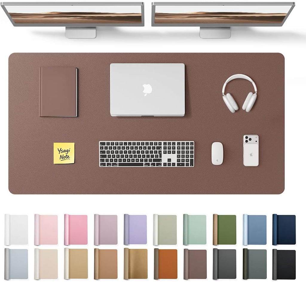 YSAGi Leather Desk Protector, Office Mat, Large Mouse Mat, Non-Slip PU Leather Blotter, Laptop Desk, Waterproof Writing