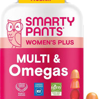 SmartyPants Women's Multivitamin Gummies, Omega 3 DHA/EPA, Methylfolate, CoQ10, Vitamin D3, C, B12, B6, A, K, Zinc, Three Fruit Flavors, 90 Count (30 Day Supply)