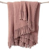 lifein Throw Blanket for Couch, Soft Boho Decor Bed Throw,Cozy Chenille Knitted Small Farmhouse Lightweight Throw (Pink,