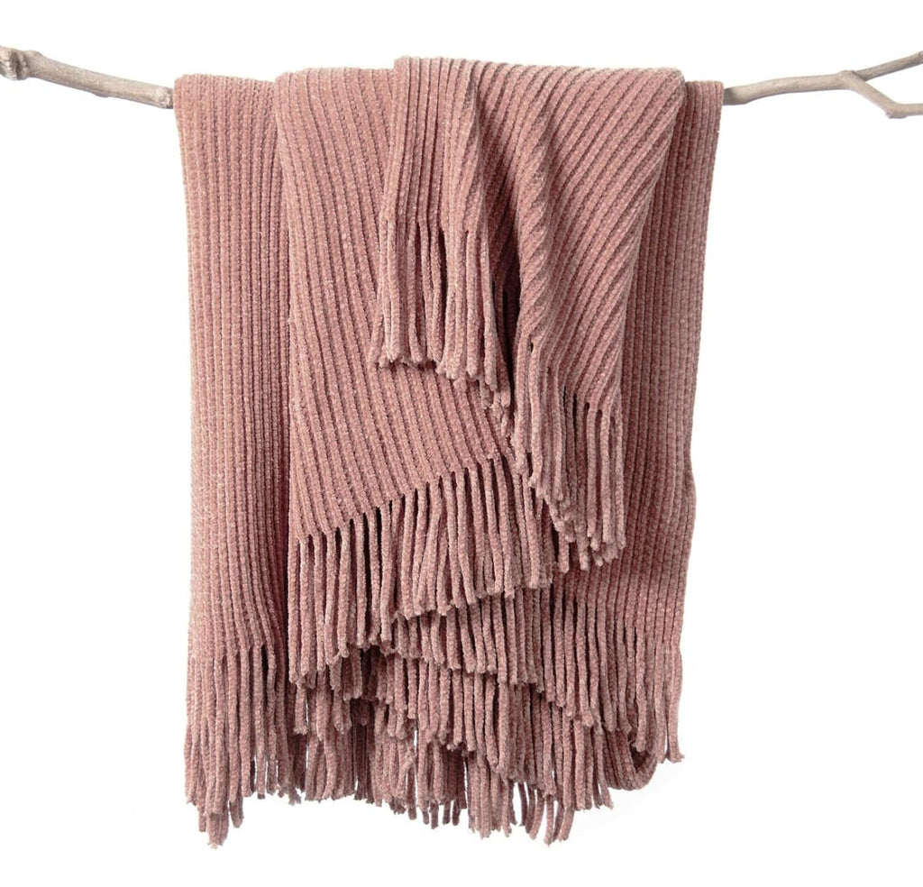 lifein Pink Throw Blanket for Couch, Soft Boho Decor Bed Throw,Cozy Chenille Knitted Small Farmhouse Lightweight Throw (Pink,50 * 60")