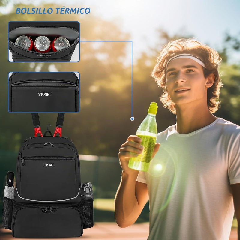 Ytonet - Mochila de tenis para mujer y hombre, 2 raquetas