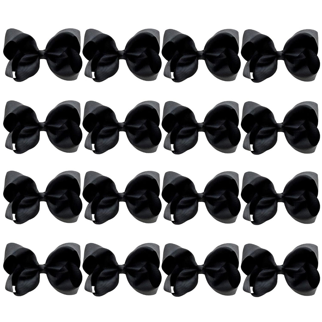 DEEKA 16 PCS 4" Hand-made Hair Bow Grosgrain Ribbon Solid Color Hair Bow Alligator Clips Hair Accessories for Little Tee