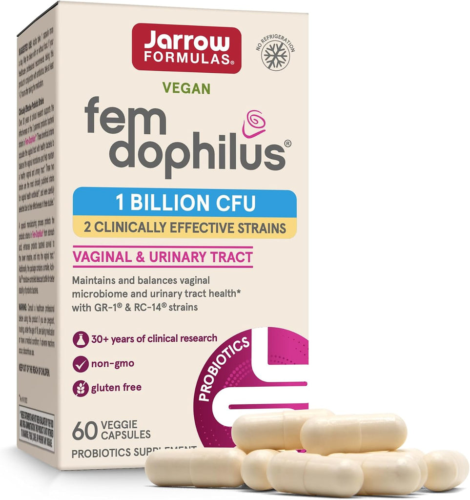 Jarrow FemDophilus Probiotics, Vaginal & Urinary Tract Support, 60 Capsules