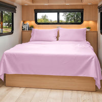 Short Queen Size 4 Piece Bed Sheet Set - RV Short Queen Sheets - Light Pink