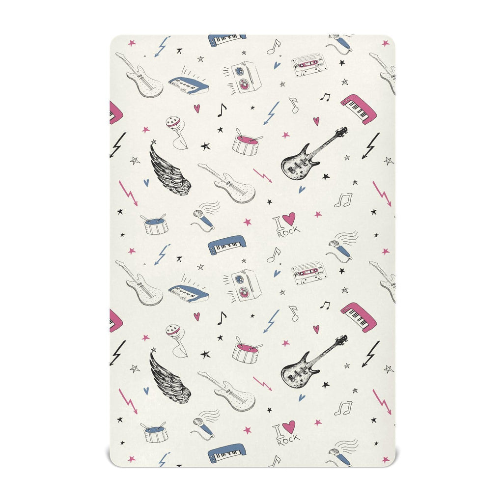 Crib Sheets for Boys Music Symbols Toddler Baby Girl Sheets for Crib,Neutral Mini Crib Nursery Mattress Sheets Fitted,Cr