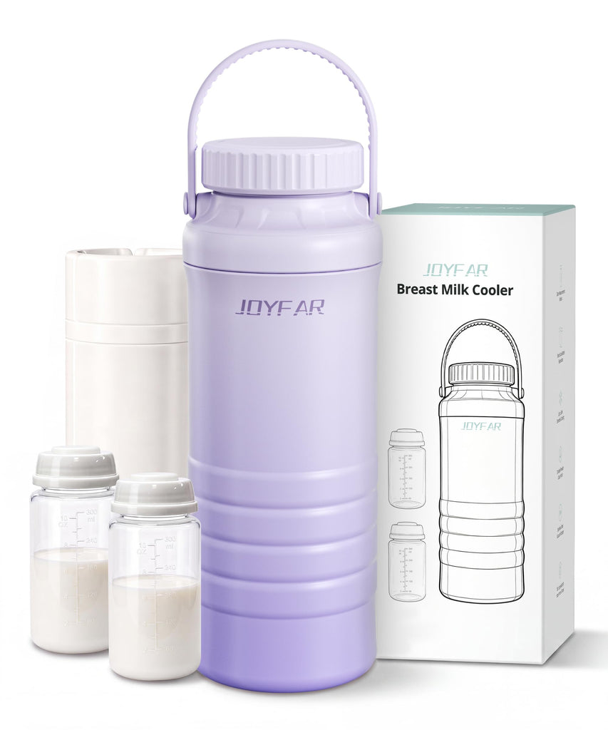 JOYFAR Portable Breast Milk Cooler Bottle - 22oz 2 Bottles Leakproof Purple