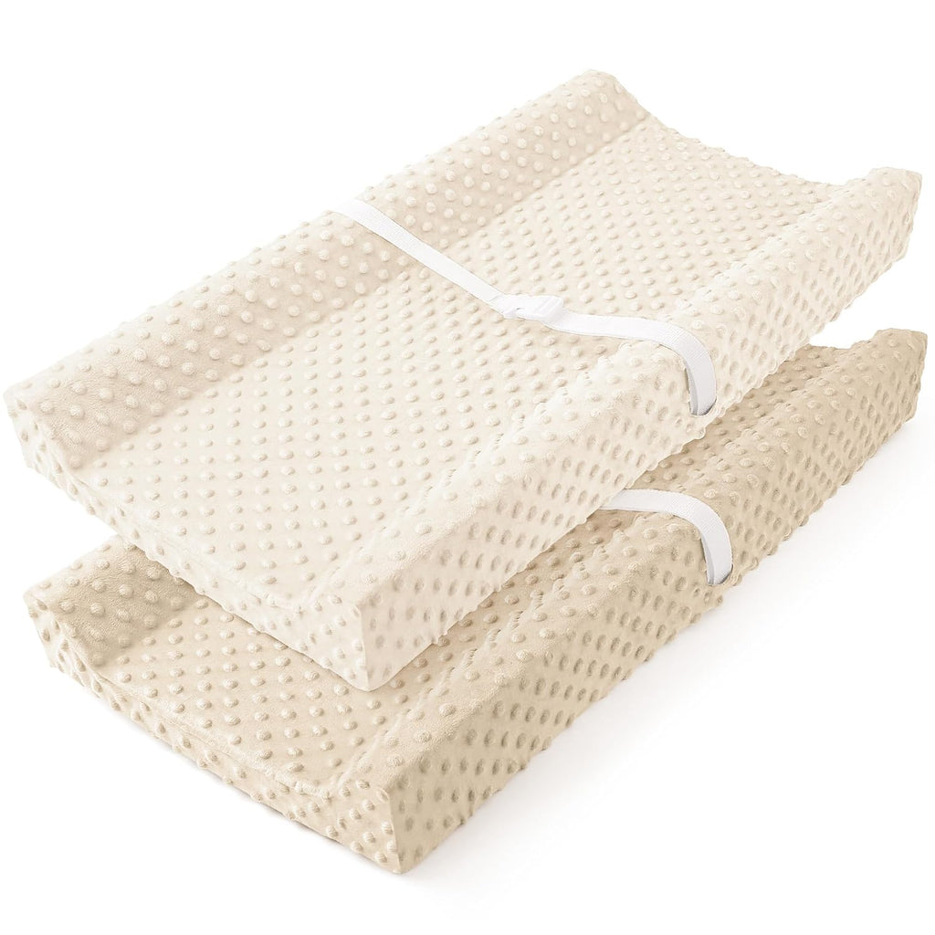 Susurration Changing Pad Covers 2Pack Minky Dots Plush Diaper Change Table Covers 33x17x7in Ultra Soft Changing Pad Shee