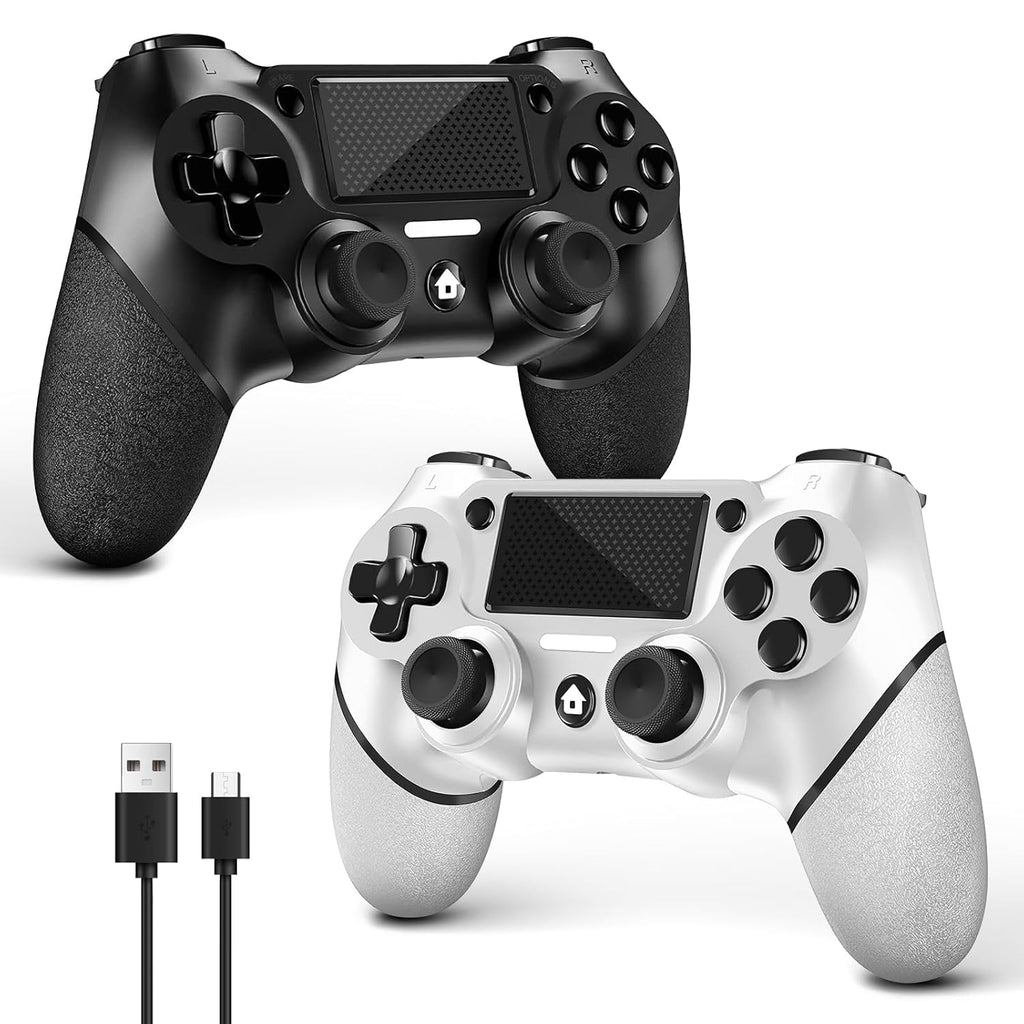 AceGamer 2 Pack for PS4 Controller, Wireless Controller for PS4/Pro/Slim/PC, with Non-Slip Grip of Both Sides and USB-C