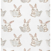 Bunny Reading Newspapers Crib Sheets for Boys Girls,Fitted Crib Sheets for Toddler,Baby Nursery Sheet for Cribs,Soft 39