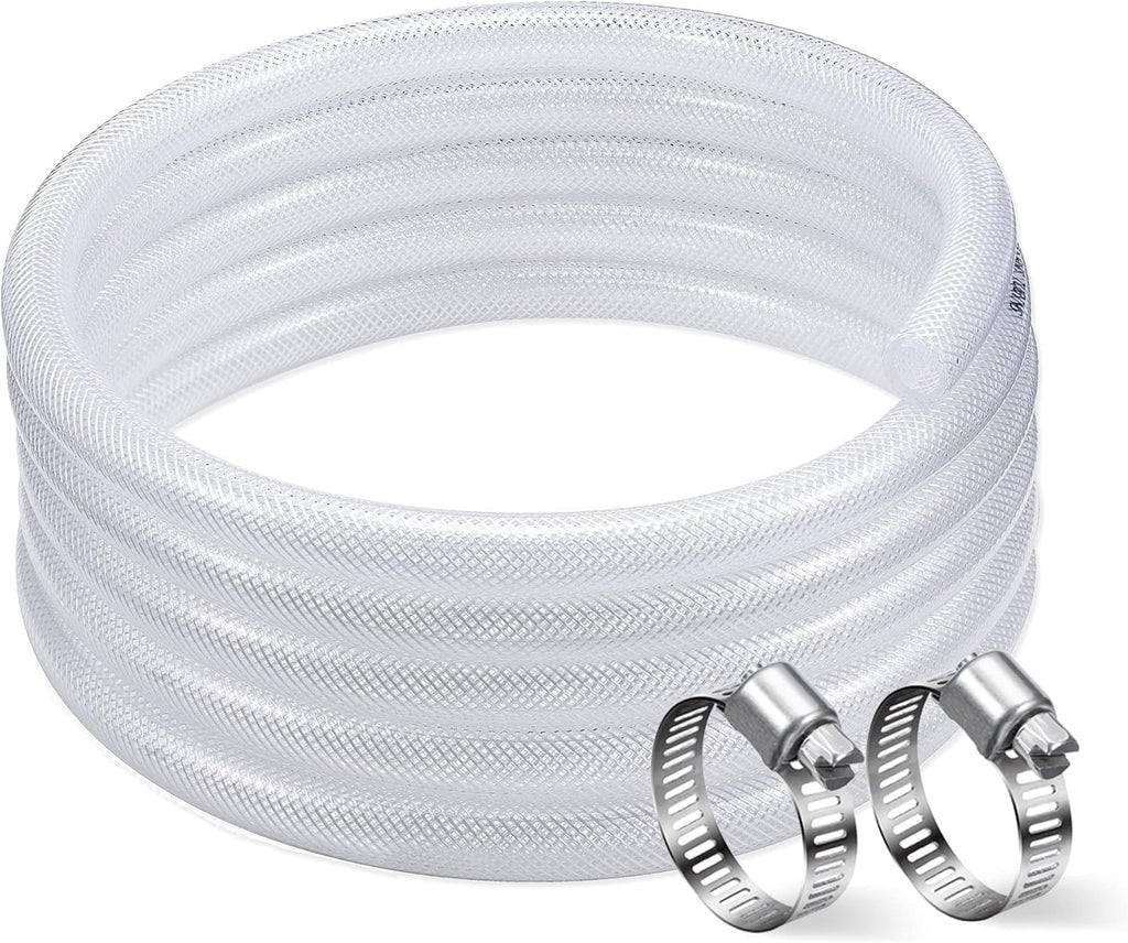 DAVCO 5/16" ID × 50ft Heavy Duty Braided Clear Plastic Vinyl Tubing & Clamp
