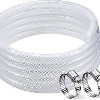 DAVCO 5/16" ID × 50ft Heavy Duty Braided Clear Plastic Vinyl Tubing & Clamp