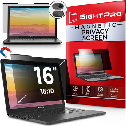 SightPro Magnetic Laptop Privacy Screen 16 Inch 16:10 - Patented Removable Laptop Privacy Filter Shield and Protector