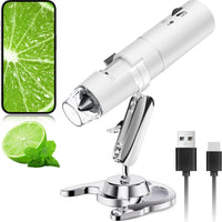 Wireless Digital Microscope, Skybasic 50X-1000X Magnification WiFi Pocket Handheld Microscopes with Stand HD USB Microscope Camera Compatible with iPhone Android iPad Windows Mac Computer (White)
