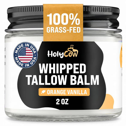 HolyCow Grass Fed Beef Tallow For Skin, Jojoba Oil, 2 Oz - Orange Vanilla