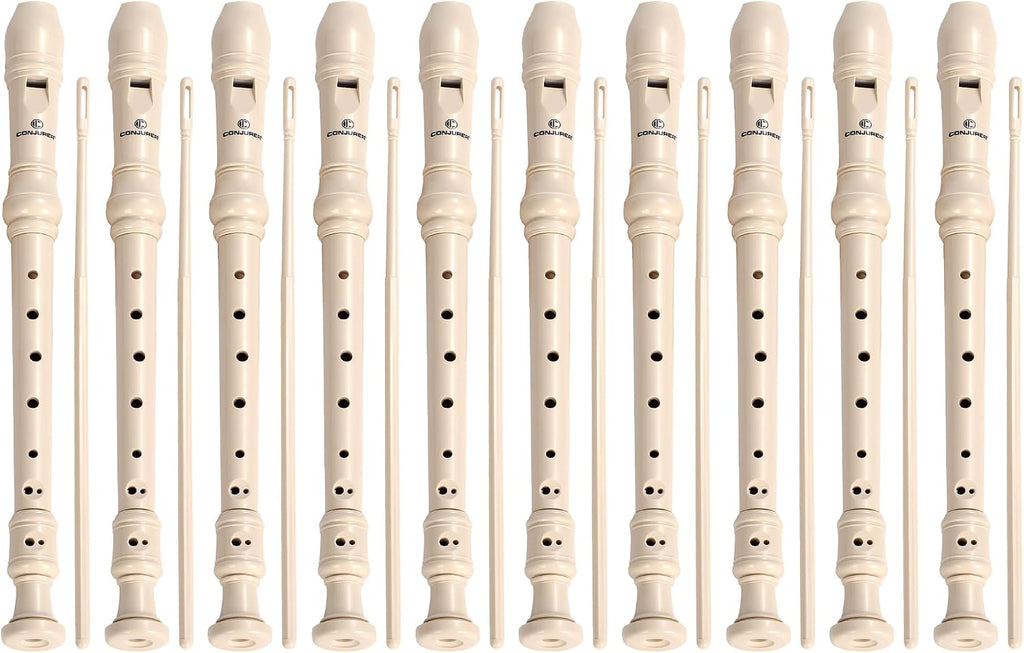 CONJURER 10Pc Soprano Recorder Instrument for Kids Student - German Fingering 8 Hole Flute ABS Descant Recorders for Beg