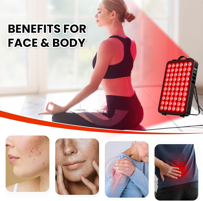 Viconor Terapia de luz roja para el cuerpo, panel de terapia de luz infrarroja cercana de 660nm 850nm, dispositivo de 60 LED de doble chip con 300W de potencia, ideal para el cuerpo, la cara, mejora e