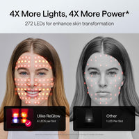 Ulike ReGlow - Máscara de Terapia de Luz LED, Terapia de Luz Roja para Cara, 4 Modos con Luces Rojas, Azules, Amarillas e Infrarrojas para Reducir el Acné y Antienvejecimiento, Protección para los