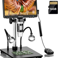 TOMLOV DM9B 7" Digital Microscope: 1080P 1200X Coin Microscope Magnifier, 12MP Ultra-Precise Focusing LCD Soldering Micr